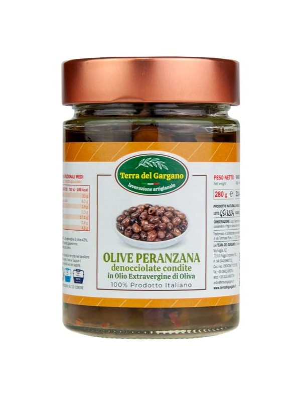 Terra-del-Gargano-20_Olive-pernzana 600x800 35 Olive Peranzana denocciolate in olio - immagine 1
