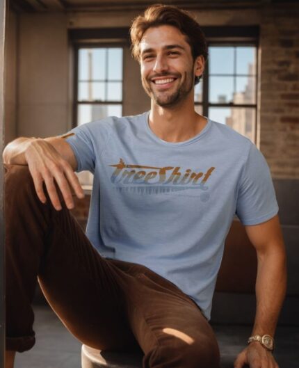 "TREE SHIRT Smart" men - azzurro 1. Eccellenza delle T-shirt eco-sostenibile prodotta con marchio +mino Ecolab da Selogica Srl
