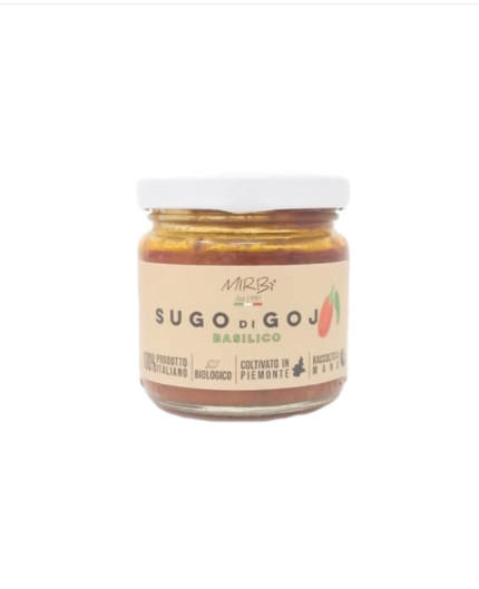 Sughi di Goji bio al basilico, alla cipolla e al peperoncino, ricchi di sapore e antiossidanti, sono prodotti di eccellenza dell'Azienda Agricola Mirbì