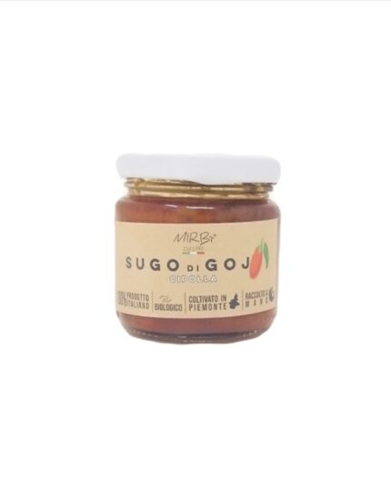 Sugo di Goji bio alla cipolla ricco di sapore e antiossidanti, prodotto di eccellenza dell'Azienda Agricola Mirbì
