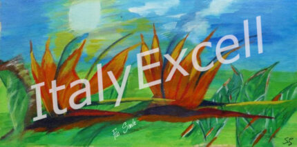 Il dipinto "Sterlizie" della pittrice Sabrina è un capolavoro dell'arte contemporanea. Domina l’armonia dei colori del prato e del cielo sullo sfondo e delle sterlzie in primo piano.